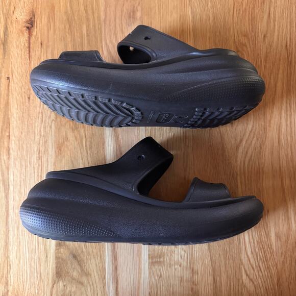 Crocs Classic Crush Platform Two-Strap Sandals Black Size 8 - Picture 4 of 10